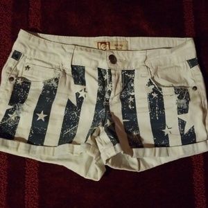 Red,white & blue mini jean shorts